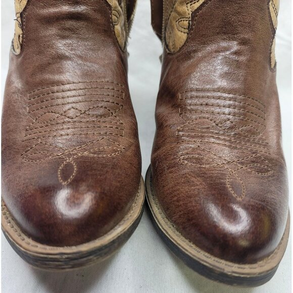 Pistol Embroidered Faux Leather Cowboy Western Boot 7M Brown Coconuts By Matisse - Picture 4 of 13